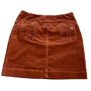Adventure Orange Corduroy Skirt Front Pockets Flower Embroidery Women’s 6